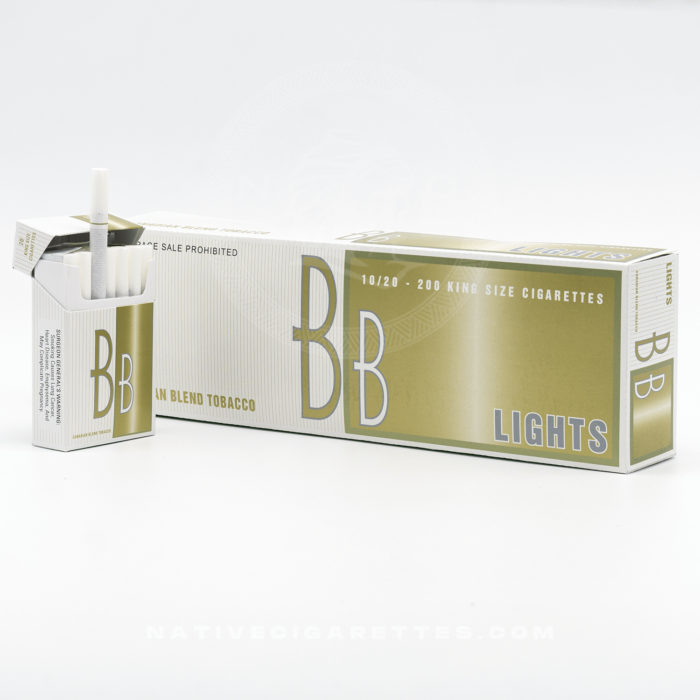bb lights king size cigarette pack and carton
