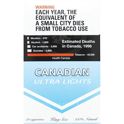 Canadian ultra lights cigarette pack