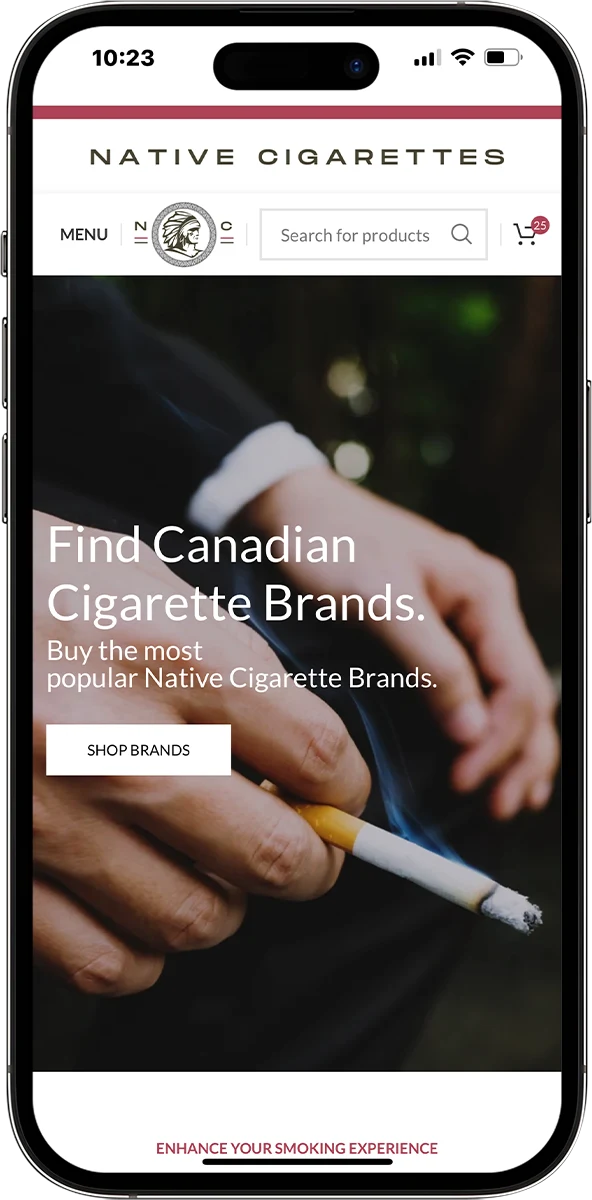 Native Cigarettes Site Experience - shop Canadian cigarette brands