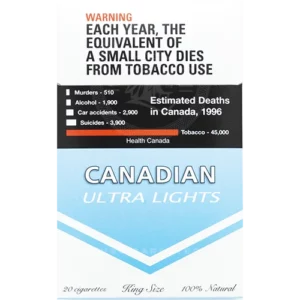 Canadian ultra lights cigarette pack