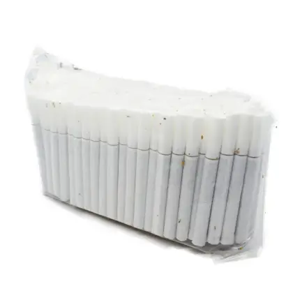 White filtered cigarettes in a clear wrapper